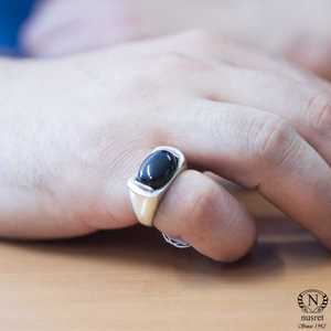 Bague ovale en argent sterling 925 avec pierre d'onyx, motif géométrique, plaqué rhodium, certifiée IGI, pour un usage quotidien et les promesses - Product Image 6