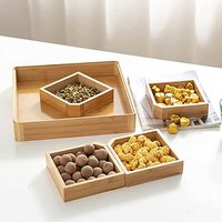 Houten ecologisch verantwoorde glanzende afwerking droge vruchten doos handgemaakt vierkante keuken voedsel opbergcontainer 1-3L capaciteit luxe modern