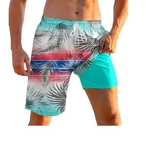 Shorts de Baño para Hombre con Estampado de Palmeras Tropicales Naranjas, Secado Rápido, Cintura Media, con Cordón Ajustable, Ropa de Playa - Product Image 4