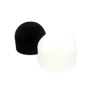 Chapeau musulman en polyester blanc, marron, jaune, kippa crochetée à la main, broderie, bonnets de prière musulmans pour hommes, couleurs unies - Product Image 2