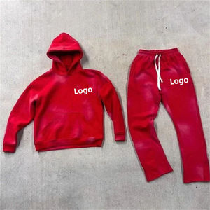 Ventes en gros de survêtements deux pièces d'hiver personnalisés avec logo, pantalon de survêtement évasé vintage délavé à l'acide, sweat-shirt, impression sérigraphique, broderie, DTG - Product Image 3