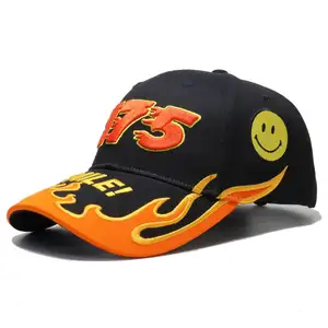 OEM Wholesale Factory Suppliers Cotton Boys Men Baseball Cap Flame Embroidery Running Hat