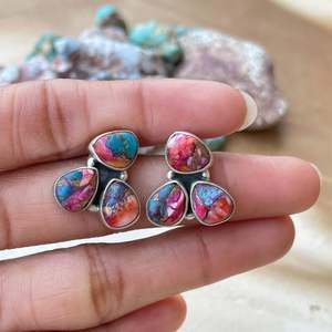 Handmade Sterling Silver Pink Dream Post Earrings Elegant Minimalist Jewelry - Product Image 1