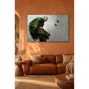 Fida Woman of Flowers with Green Hair and Butterflies <b>Canvas</b> Print - Product Image 2
