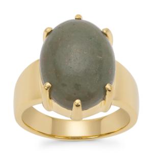 Bague en jade néphrite naturel de coupe ovale, plaquée rhodium, argent sterling doré, 9,90 carats - Product Image 1