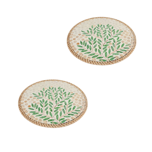 Manteles Individuales de Ratán con Incrustaciones de Madreperla, Diseño Floral Clásico, Hechos a Mano, Ecológicos y Personalizables, Accesorios de Decoración para Mesa - Product Image 4