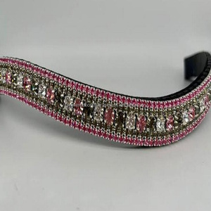 5 filas de cristales púrpura y transparentes, cristales de imitación hechos a medida, negro o marrón, cuero inglés, banda para cejas de caballo, hecho en la India - Product Image 4