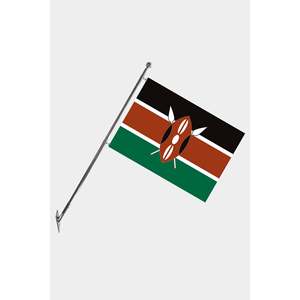 Kenya Wall-Mounted Telescopic Flagpole <b>Set</b> with Digital Printed Polyester Pennant for Insurance Businesses - Product Image 1