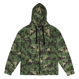 Sudadera elegante con cremallera para hombre, sudadera de invierno de algodón y poliéster con diseño estampado de camuflaje, sudaderas con capucha teñidas lisas para hombre - Product Image 1