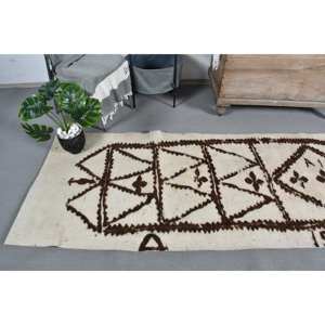 พรมขนสัตว์ตุรกีวินเทจ3 'x 11' การเย็บปะติดปะต่อกันชาติพันธุ์ในสีเบจสีน้ำตาลสำหรับตกแต่งห้องนั่งเล่นยางหลัง4เมตรกว้าง" - Product Image 2