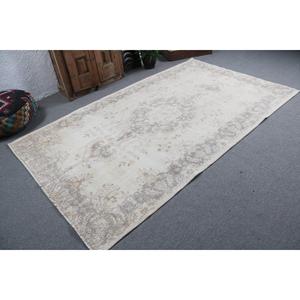 Alfombra Vintage, Alfombra Turca Grande de 5.4x9 pies, Alfombra de Lana Blanca Gris Ombré - Product Image 2