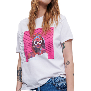 Camiseta de manga corta 100% de algodón para mujer, ropa básica lisa con estampado de logotipo personalizado en blanco, cuello redondo, de verano - Product Image 2