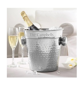 Stainless Steel Shiny Polish Simple Indian Style Wine Bucket Round Champagne Bucket Trendy Wine <b>Tub</b> Oval Beverage <b>Tub</b> - Product Image 5