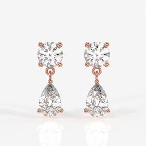Round and Pear Cut Lab Grown <b>Diamond</b> <b>Dangle</b> <b>Earrings</b> 9k Gold <b>Dangle</b> <b>Diamond</b> <b>Earrings</b> - Product Image 6