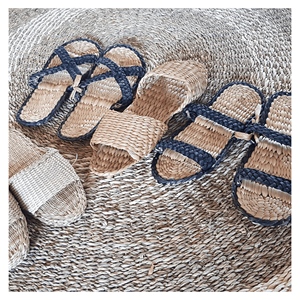 Pantoufles en jacinthe d'eau, fabriquées à la main, doublure en textile moelleux, pour la chambre à coucher et le salon, à porter à l'intérieur, Vietnam - Product Image 4