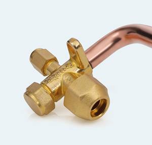 Vanne à 3 voies en laiton L 1/4 à 1/2 7/16-20 & 3/4-16 SAE 45 °   90 °   Tuyau en cuivre cintré 23G 800PSI R410A Valve de climatisation Inde - Product Image 2