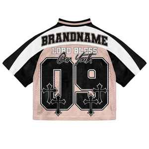 Tendance Streetwear surdimensionné américain maille maillot personnalisé hommes Boxy maillot 100% Polyester football américain maillots t-shirts - Product Image 6