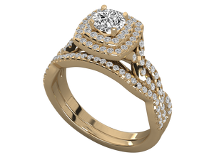 Anillo de Compromiso con Halo de Diamantes de Corte Brillante, Chapado en Oro de 14K, Plata de Ley, Diseño Personalizado, Elegancia Clásica para Mujer - Product Image 6