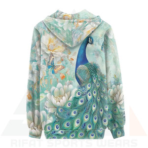 Sweat à capuche d'hiver premium à imprimé floral paon 3D pour hommes et femmes, impression par sublimation haute définition, manches longues - Product Image 3
