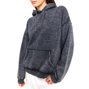 Sudadera con Capucha para Mujer, Lavado Ácido, Calidad Premium, Logotipo Personalizado, Color Sólido, Invierno, 100% Algodón, Transpirable - Product Image 3