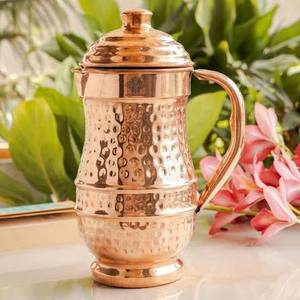 High Quality Round Copper <b>Water</b> <b>Jug</b> & Jar <b>with</b> Handle Eco-Friendly Kitchenware for Home Use Wholesale Tabletop Accessory <b>Lid</b> - Product Image 1