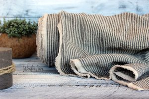 Vente en gros 100% lin tissu 115 ''/292cm de largeur supplémentaire noir larges rayures doux lin lavé Textiles de maison literie canapé/robe tissé - Product Image 4