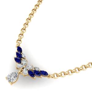 REYES Colgantes de piedras preciosas de zafiro azul de 2,75 quilates con corte de pera de alta calidad en collares de moissanita de Plata de Ley 925 para mujer - Product Image 2