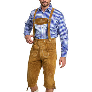 Bavarois Oktoberfest hommes traditionnel allemand genouillère longue Lederhosen haute qualité en cuir véritable Festivals - Product Image 1