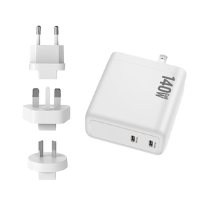 อะแดปเตอร์ชาร์จเร็ว 140W GaN USB-C 2 พอร์ต PD 3.1 พร้อมปลั๊กเปลี่ยนได้ EU/UK/AU/US สำหรับ <span class=keywords><strong>iPhone</strong></span> 17 - Product Image 6