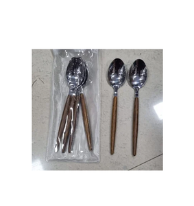 100% Ensemble de cuillères à couteau fourchette en acier de meilleure qualité avec manche en bois pour ustensiles de cuisine et restaurants à la main - Product Image 5