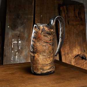 Tasses en céramique faites à la main les plus vendues véritable chope à bière au design incurvé en corne de boeuf/buffle - Product Image 3