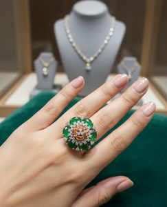 แหวนเงินแท้ 925 ประดับเพชรโมอิสซาไนต์และพลอยสีเขียว ดีไซน์ทันสมัย ขายดีที่สุด - Product Image 2