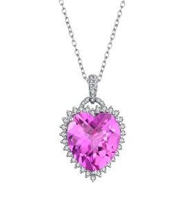 Pendentif cœur classique en argent sterling 925 créé en laboratoire zircon cubique blanc saphir rose CZ luxe chrétien femmes enfants - Product Image 4