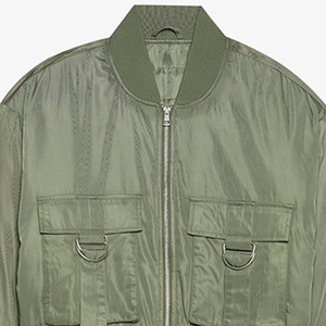 Chaqueta Bomber Unisex Odd Color Caqui con Acabado Satinado, Cierre Frontal con Cremallera, Estilo Casual Urbano, Cuello en V, Esencial para Primavera, Impermeable y Reversible - Product Image 5