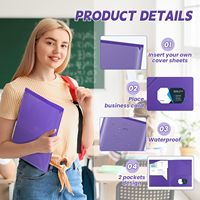 Carpetas de Plástico con Bolsillos, Carpetas Resistentes y Duraderas con Ranura para Tarjetas de Visita, Tamaño Carta, para la Escuela, Oficina y Negocios