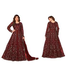 Ensemble de costume Anarkali en tissu de filet brodé lourd de créateur pour mariage, fête et tenue de mariée, fournisseur en gros - Product Image 1