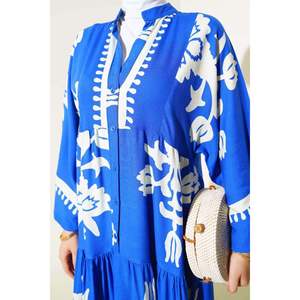 Robe à la cheville élastique à motifs ethniques Saxe - Product Image 2