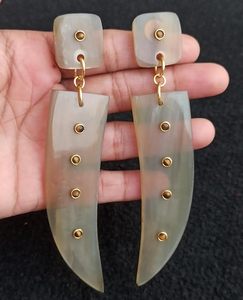 Natural Buffalo Horn with <b>Tiger</b> <b>Eye</b> Gemstone Earring Tiny Accents Earring Handmade Vintage Style Fashion <b>Jewelry</b> Gift for Her - Product Image 5