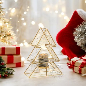 Bougeoir enduit de poudre noire de fil de fer à vendre bougeoir de forme ronde avec la poignée de corde pour accrocher - Product Image 2