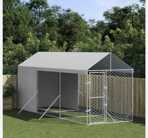 Enclos pour chien d'extérieur en acier galvanisé argenté 6,6 x 19,7 x 8,2 pieds - Product Image 1