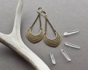 Boho Long <b>Dangle</b> <b>Earrings</b> Handmade Aged Brass Statement Jewelry for Women Festival Wear - Product Image 2