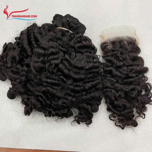 SUPER SOLDES Nouvelles textures Extensions de cheveux humains bouclés volumineux effet vapeur, couleur noir naturel, tissage machine, haute qualité - Product Image 6