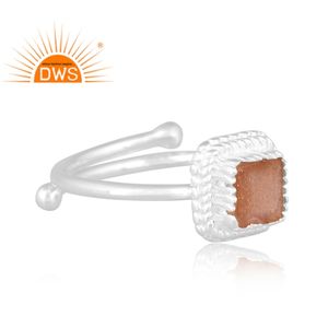 Anillo apilable de piedras preciosas de luna de Chocolate Natural de plata de ley fina, joyería personalizada para mujer, regalo para ella - Product Image 2