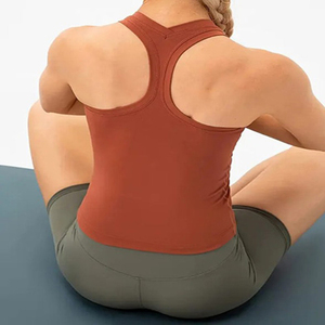 Camiseta sin Mangas para Mujer al por Mayor, Tops de Yoga para Entrenamiento, Ropa Deportiva de Verano para Correr, Talla Grande, Poliéster/Algodón, Color Sólido, Transpirable, Frente - Product Image 5