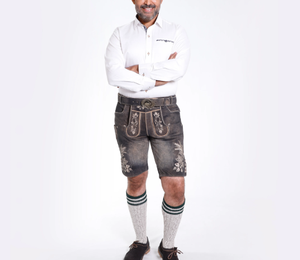 OEM personalizable bávaro Oktoberfest Lederhosen alta calidad hombres y mujeres trajes 2025 tela de cuero pantalón corto - Product Image 2