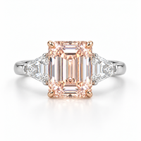 Bague de fiançailles en diamant rose de laboratoire taille princesse avec pierres latérales, or 18 carats, certifiée IGI, bijoux de luxe pour mariage et soirée