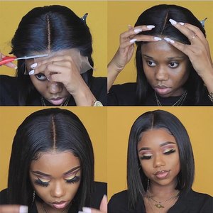 Vente en gros Perruques droites courtes Bob Perruques <span class=keywords><strong>Cheveux</strong></span> Humains Full Hd Lace Front Perruques <span class=keywords><strong>Cheveux</strong></span> Humains Coupe Pixie Perruques Sans colle pour les femmes noires - Product Image 5