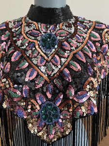 เสื้อคลุมทรงเบอร์เลสก์ประดับด้วยลูกปัดประดับด้วยเลื่อมสำหรับงานรื่นเริงคลับ - Product Image 2