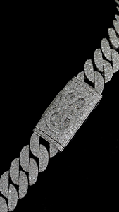 Cadena cubana Iced Out con letra personalizada, diamantes de moissanita VVS brillantes, de plata de ley 925 chapada en rodio, para fiestas - Product Image 6