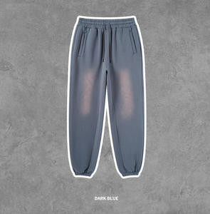 Ensemble de pulls à capuche surdimensionnés vintage en coton dégradé délavé à l'acide Jogger pour hommes - Product Image 4